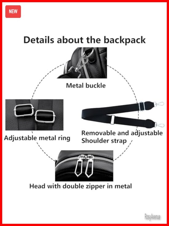 PU Leather Mini Backpack Purse 3-in-1 Handbag Travel Daypack
